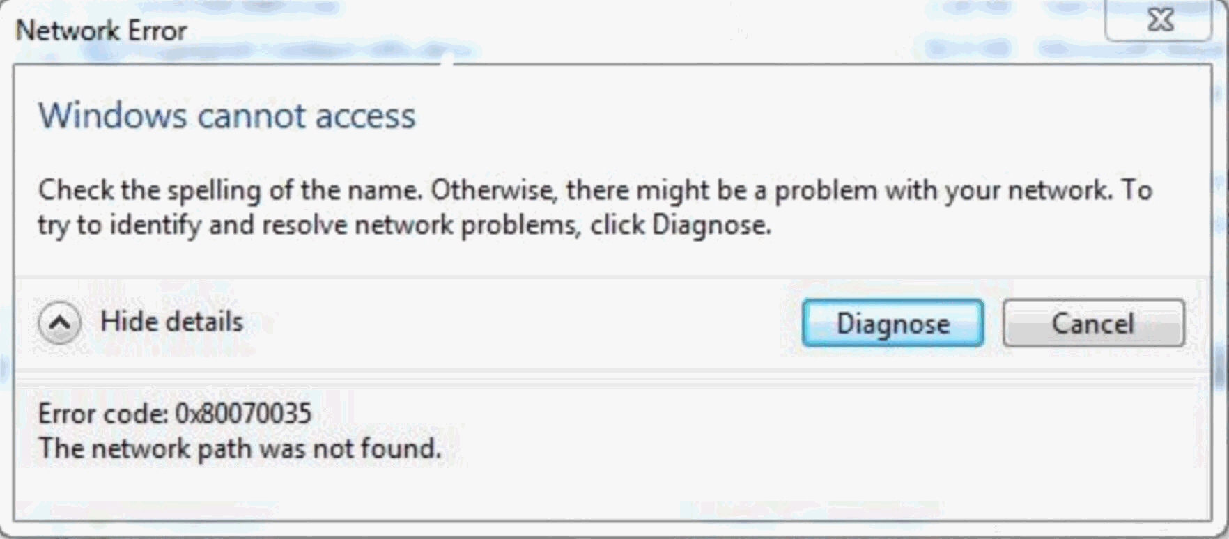 Network Path Not Found