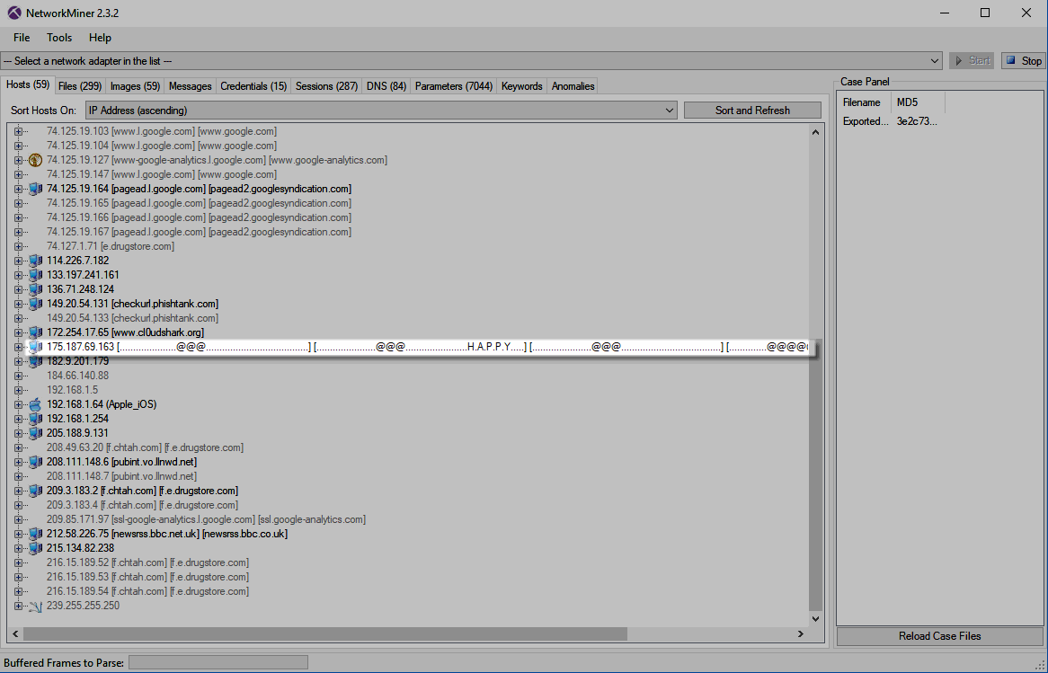 CloudShark Challenge NetworkMiner Happy